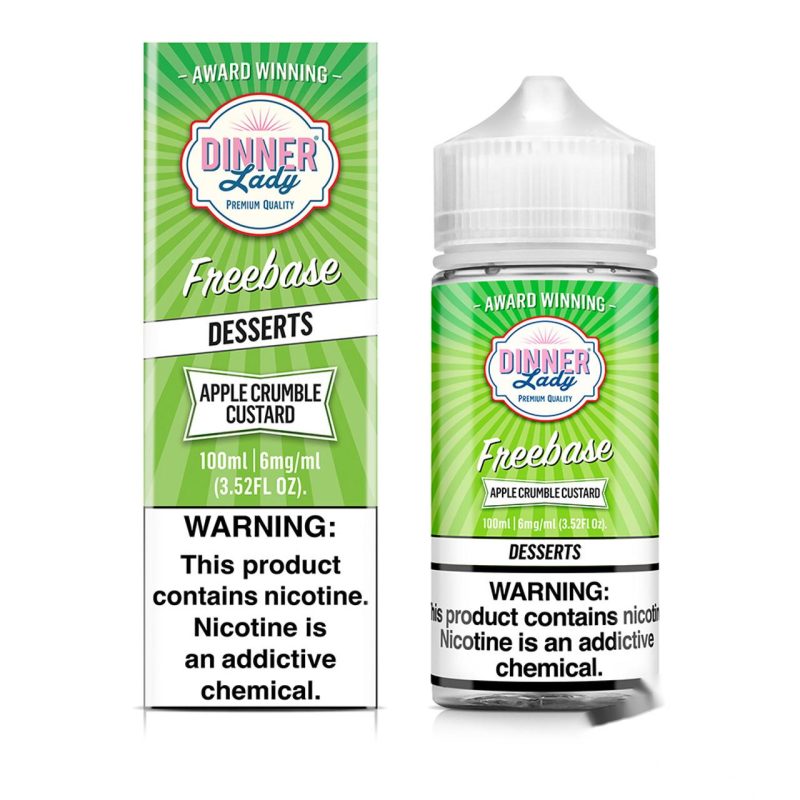 Dinner Lady Synthetic Nicotine E Liquid 100ML Apple Crumble Custard Desserts WHOLESALE 47492