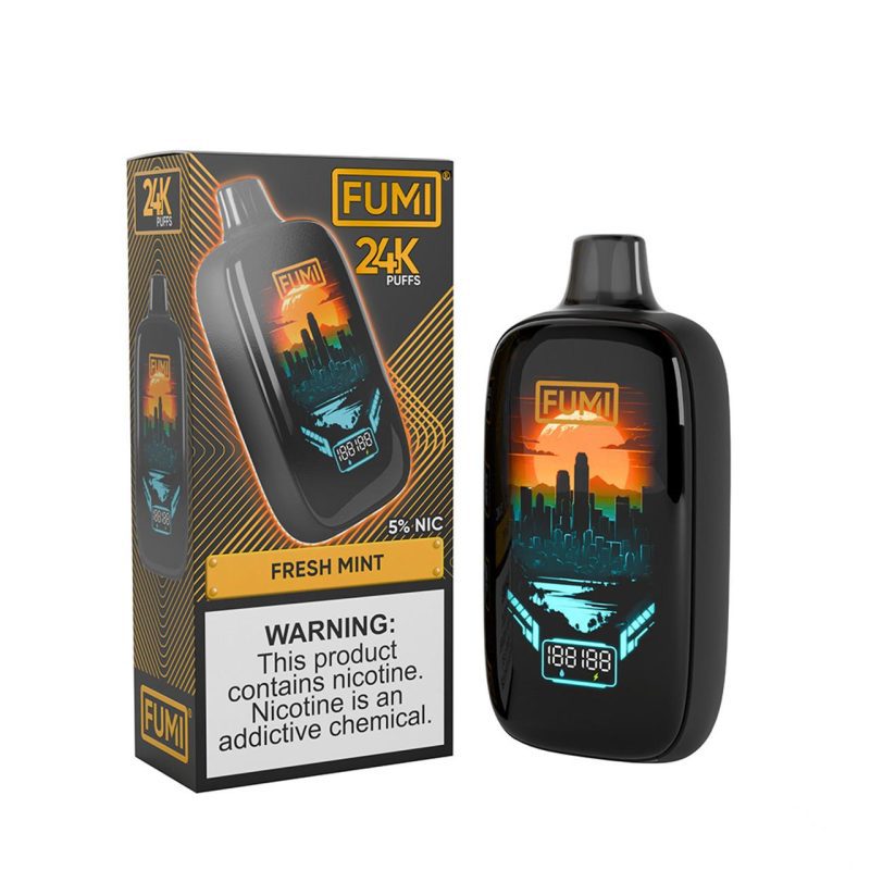 FUMI 24K Puffs 18ML Disposable Device With Dual Power Boost LED Screen Display of 5 fresh mint wholesale 24243